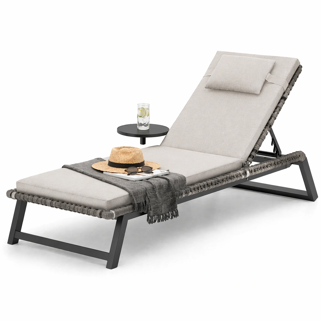 Outdoor Sonnenliege Metall Grau Minimalistisch